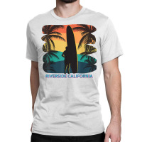 Riverside California Ca Palm Tree Surfboard Surfer Surfing T Shirt Classic T-shirt | Artistshot