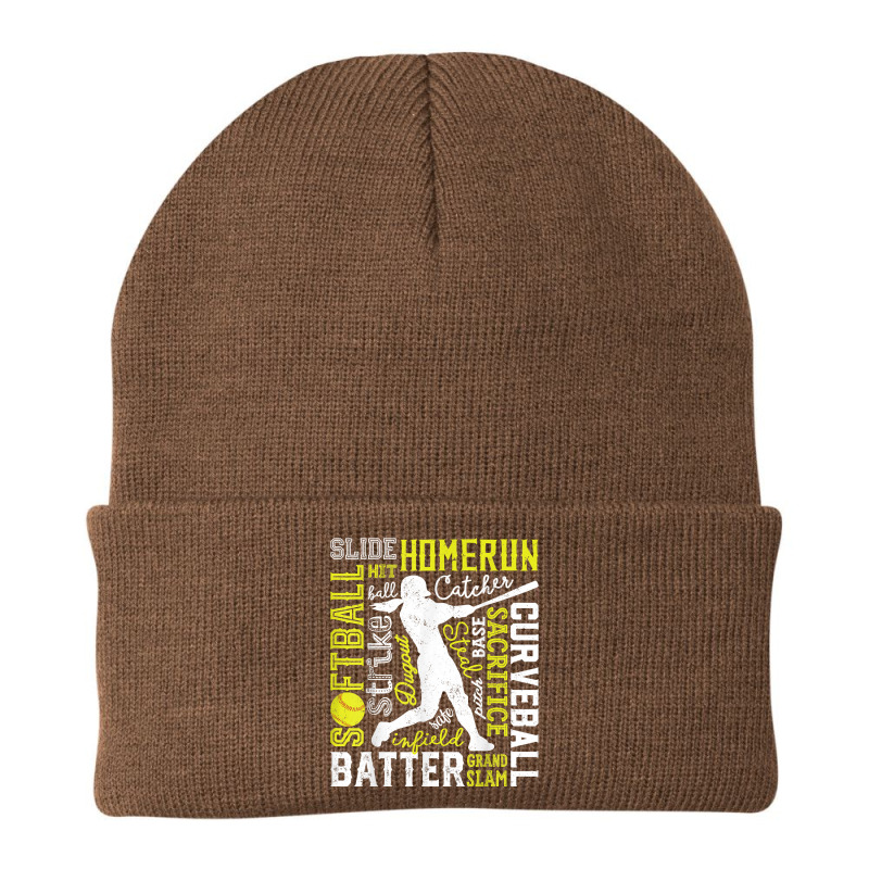 Softball Typography Word Art Funny Batter Pitcher Catcher T Shirt Beanie by shoaibmolleda | Artistshot