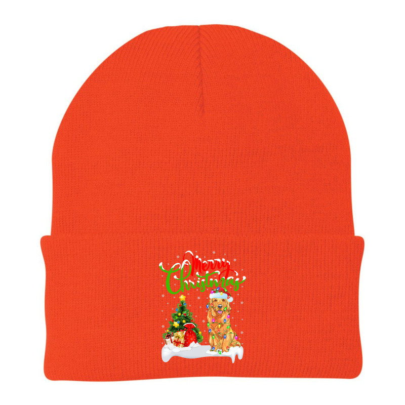 Golden Retriever Dog Xmas Lighting Matching Santa Golden Retriever Dog Beanie by permad | Artistshot