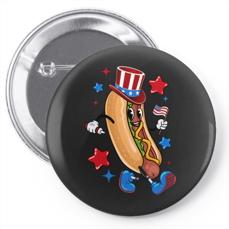 4th Of July Hot Dog Sleeve Dark Pin-back Button | Artistshot