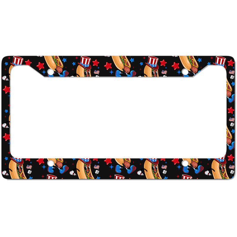 4th Of July Hot Dog Sleeve Dark License Plate Frame | Artistshot