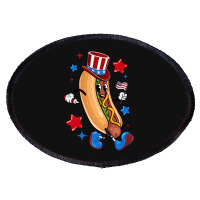 4th Of July Hot Dog Sleeve Dark Oval Patch | Artistshot