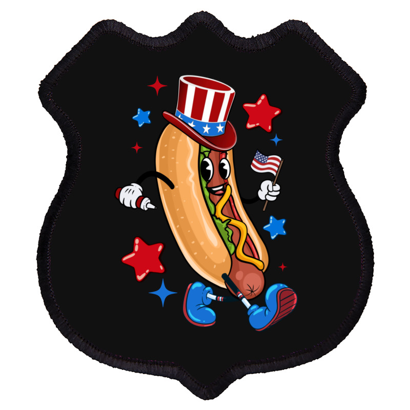 4th Of July Hot Dog Sleeve Dark Shield Patch | Artistshot