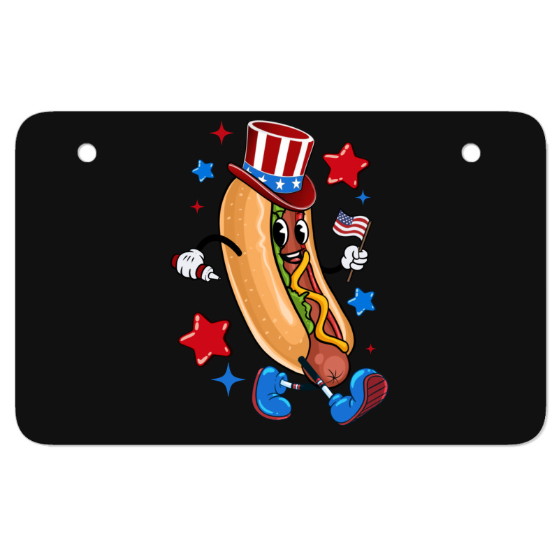 4th Of July Hot Dog Sleeve Dark Atv License Plate | Artistshot