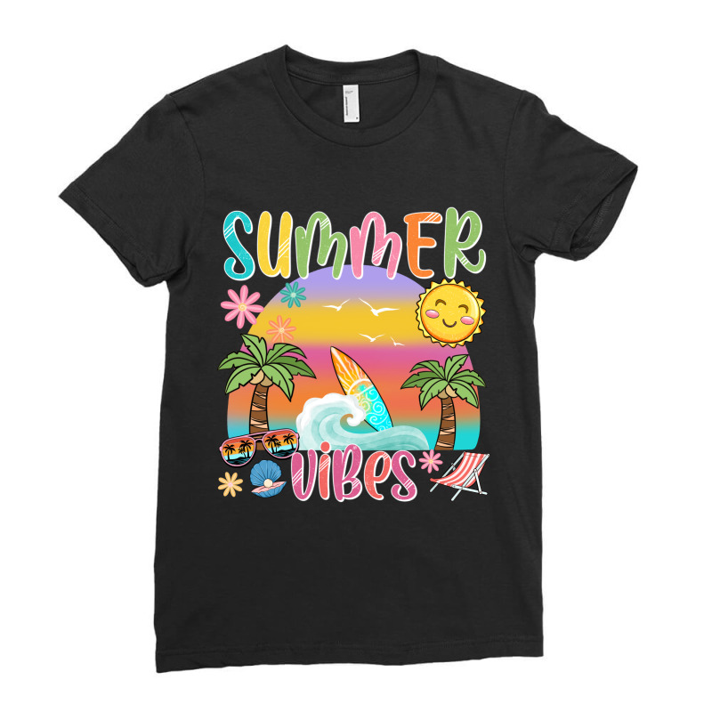 Summer Vibes Ladies Fitted T-Shirt by Oma's Magic World | Artistshot