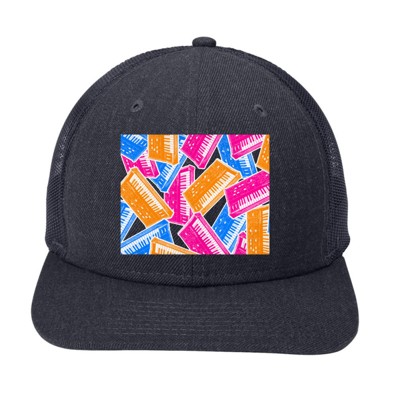 Analog Synthesizer Repeat Pattern Collage Artwork Design Snapback Trucker Cap | Artistshot