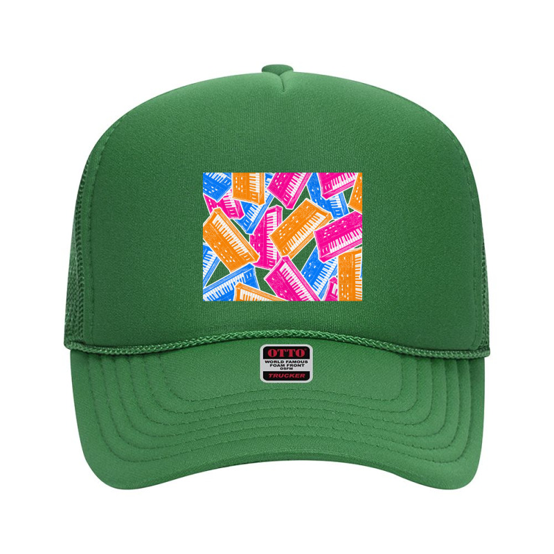 Analog Synthesizer Repeat Pattern Collage Artwork Design Foam Trucker Hat | Artistshot