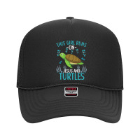 This Girl Runs On Jesus And Turtles Cute Sea Turtle Quote Foam Trucker Hat | Artistshot