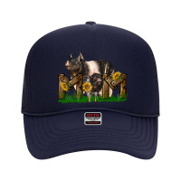 Western Mom With Hampshire Pig And Baby Pig Foam Trucker Hat | Artistshot