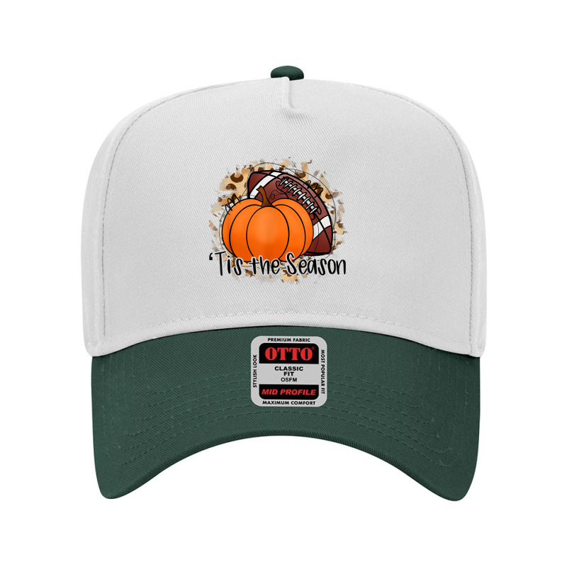 Tis The Season Thanksgiving Football Pumpkin Fall Football Adjustable Baseball Cap by Artist-Shannon | Artistshot