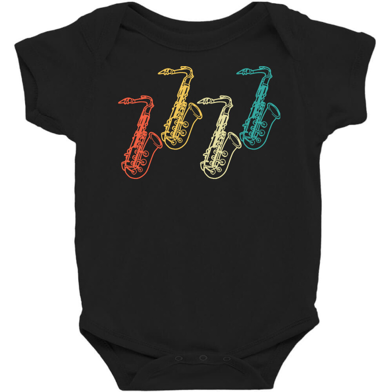 Saxophone T  Shirt Retro Saxophone Instrument Gift Music Saxophone T Baby Bodysuit by skeletonpeony | Artistshot