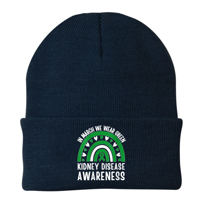 Womens In March We Wear Green Rainbow Kidney Disease Awareness V Neck  Beanie | Artistshot