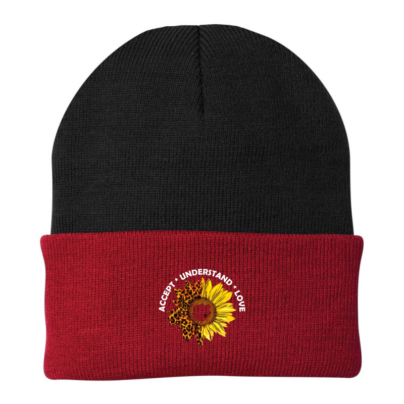 Accept Understand Love Sunflower Leopard Autism Teacher Beanie by LindsayYuh | Artistshot