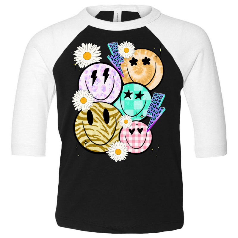 Smiley Face Collage Distressed Smiley Face Toddler 3/4 Sleeve Tee by Oma's Magic World | Artistshot