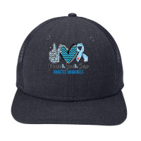 Diabetes Diabetic Peace Love Cure Blue Ribbon 5 Diabetes Awareness Snapback Trucker Cap | Artistshot