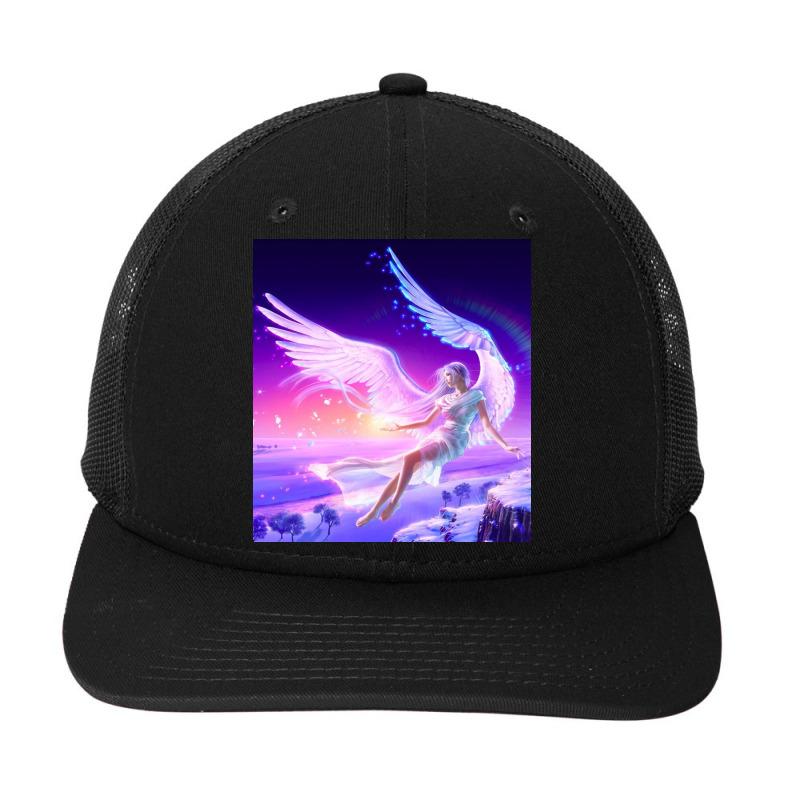 Girl Flying Angel Wings Lights Drawing Fantasy Snapback Trucker Cap by RamaArt | Artistshot