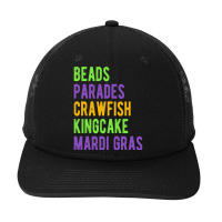 Beads, Parades, Crawfish, Kingcake, Mardi Gras T Shirt Snapback Trucker Cap | Artistshot