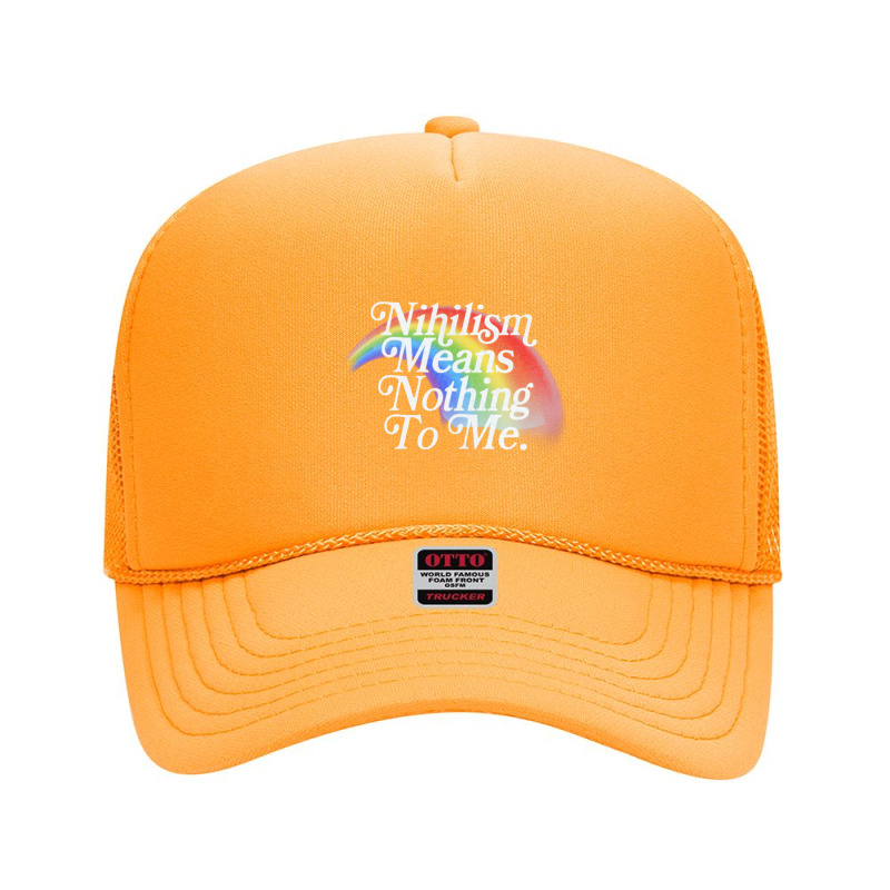 Nihilism Means Nothing To Me, Vintage Style Faded Rainbow Design Foam Trucker Hat by qulonuhun | Artistshot