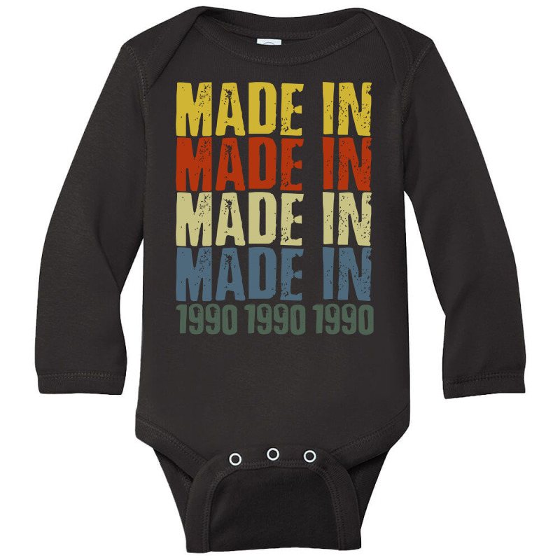 Made In 1990 Long Sleeve Baby Bodysuit by autlu2024 | Artistshot