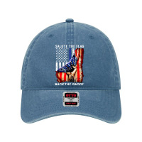 Salute The Flag Back The Badge Dyed Cap | Artistshot