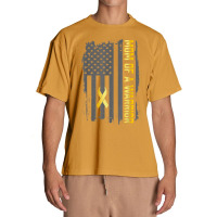 Childhood Cancer Usa Flag Mom Of A Warrior Childhood Cancer Urban Heavy T-shirt | Artistshot