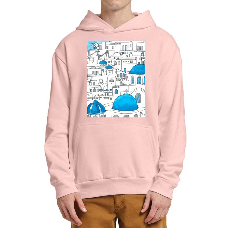 Santorini Blue And White Paradise Urban Pullover Hoodie by Kelly J | Artistshot