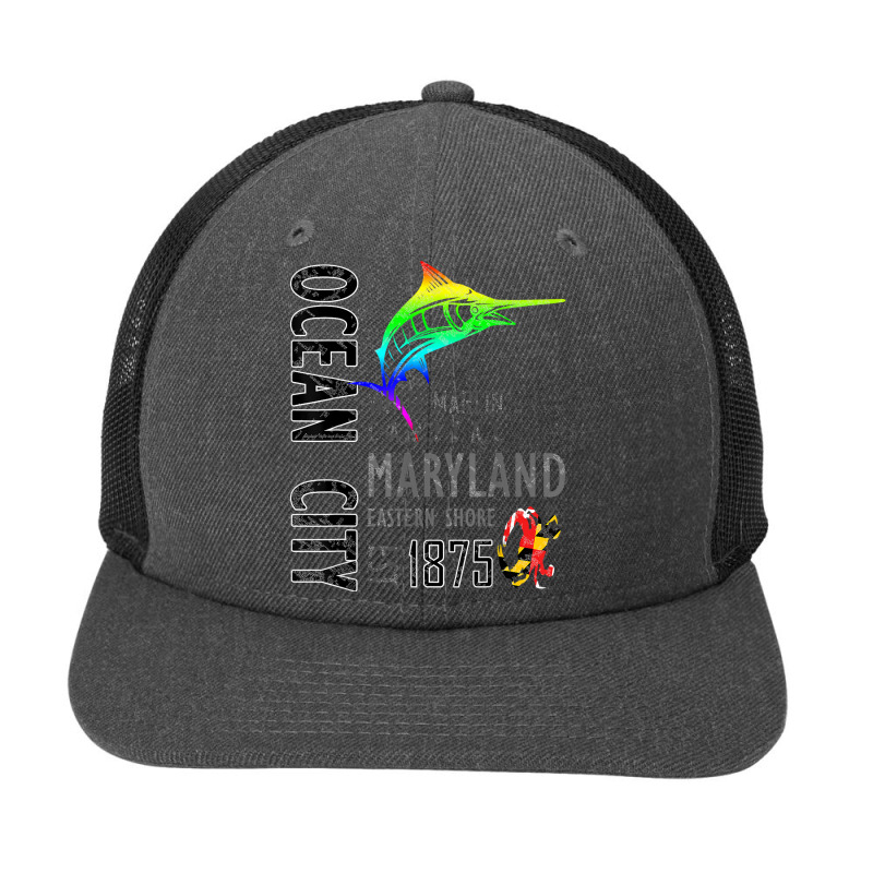 Ocean City Maryland White Marlin Capital Eastern Shore T Shirt Snapback Trucker Cap | Artistshot