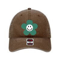 Viridian Green Daisy Smile Face Flower Dyed Cap | Artistshot