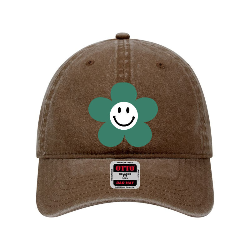 Viridian Green Daisy Smile Face Flower Dyed Cap by GlassKaca | Artistshot