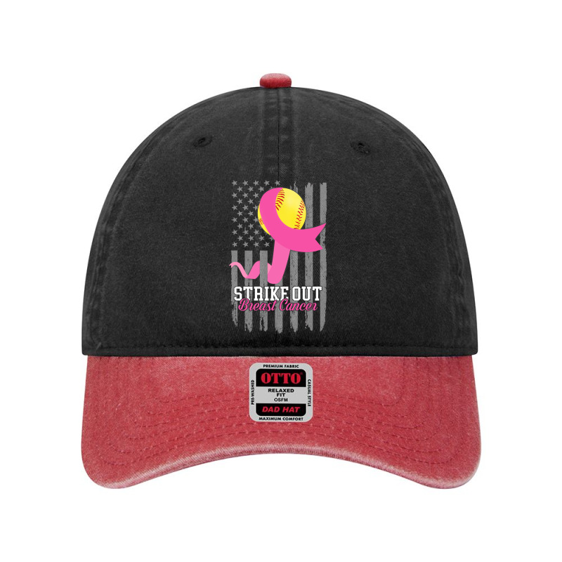 Breast Cancer Softball Strike Out Flag Cancer Survivor Awareness Dyed Cap by circularflap | Artistshot