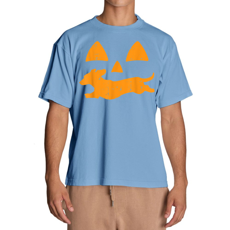 Pumpkin Eyes Dachshund Funny Halloween Jack O Lantern Dog T Shirt Urban Heavy T-shirt | Artistshot