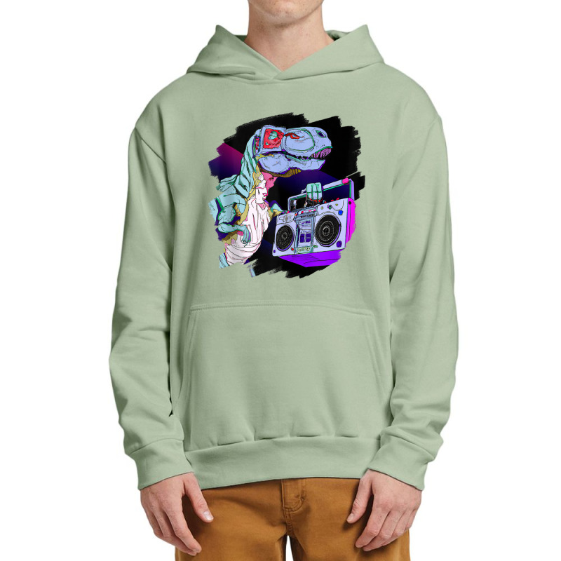 T Rex Dinosaur Stereo Techno Tyrannosaurus Rex Dj Music Mens Funny Urban Pullover Hoodie | Artistshot