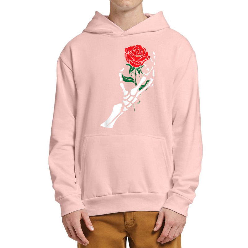 Skeleton Hand Red Rose Flower Aesthetic T Shirt Urban Pullover Hoodie | Artistshot