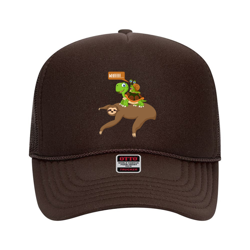 Snail Riding Sloth And Turtle Funny Running Tee Foam Trucker Hat by LisaSnyder | Artistshot