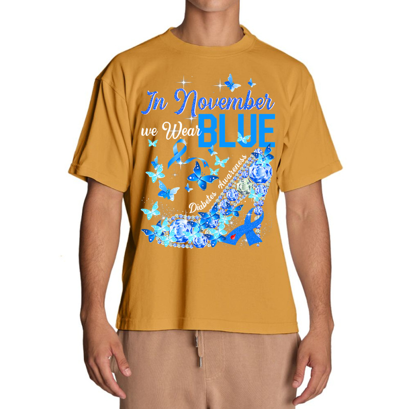 Diabetes In November We Wear Blue Butterflies Diabetes Awareness 35 Urban Heavy T-shirt by peafowl | Artistshot