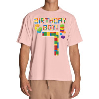 Cute 7th Birthday Gift 7 Years Old Block Building Boys Kids T Shirt Urban Heavy T-shirt | Artistshot