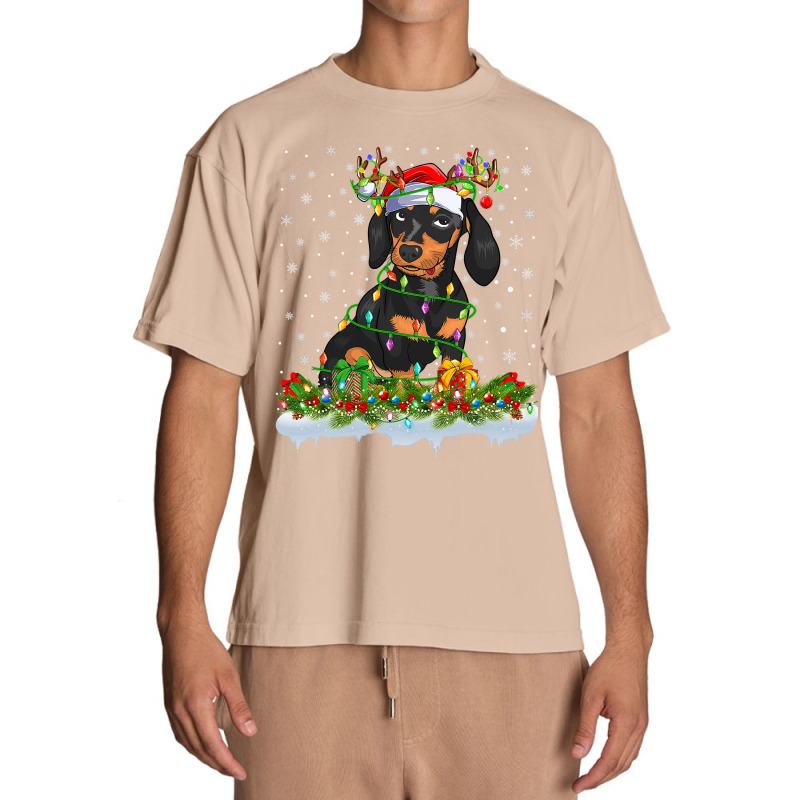 Dachshund Family Matching Xmas Lighting Santa Dachshund Doxie Christma Urban Heavy T-shirt by pester | Artistshot