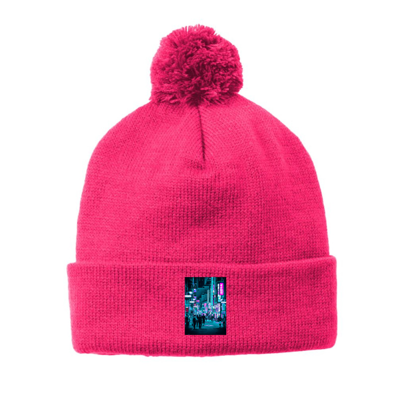 Tokyo Neon Night Synthwave Pom Pom Beanie by Jeff_Nugroho | Artistshot