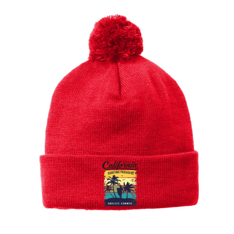 California Surfing Paradise,seal Beach California California Beach Sur Pom Pom Beanie by nbobatiga | Artistshot