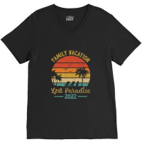 Family Vacation 2022 Palm Tree Vintage Lost Paradise Beach Premium V-neck Tee | Artistshot