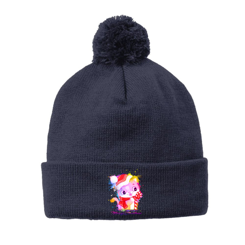 Merry Christmas Cat Pom Pom Beanie | Artistshot