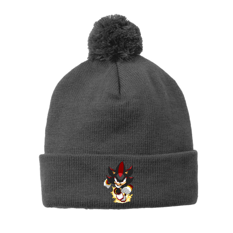 Black Super Hedgehog Running Forward Pom Pom Beanie by NormanJGann | Artistshot