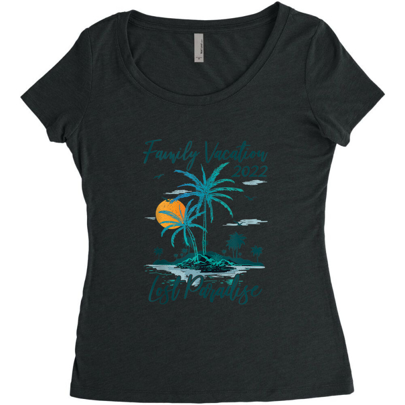 Family Vacation 2022 Retro Sunset Lost Paradise Beach Tank Top Women's Triblend Scoop T-shirt by Yuh2105 | Artistshot