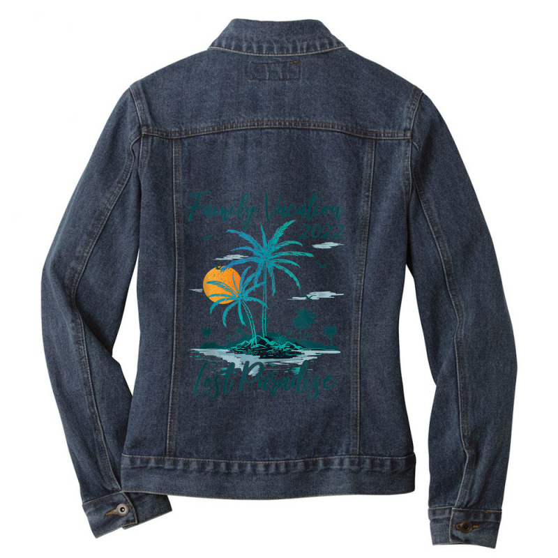 Family Vacation 2022 Retro Sunset Lost Paradise Beach Tank Top Ladies Denim Jacket by Yuh2105 | Artistshot