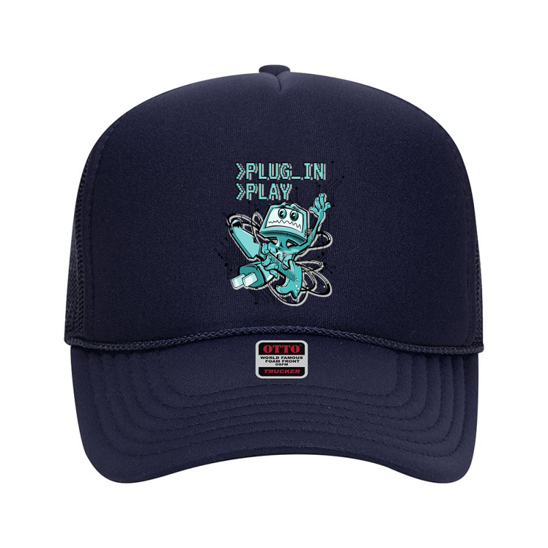 Plug In  Play Music Geek Cartoon Foam Trucker Hat by nanadesi | Artistshot