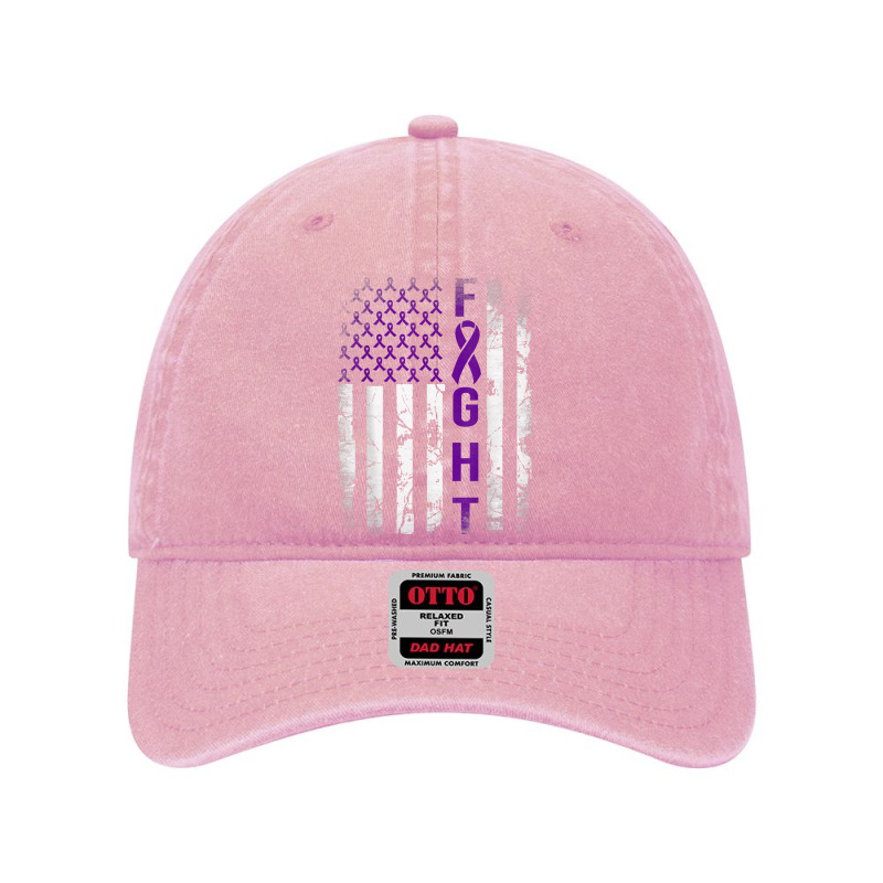 Pancreatic Cancer Awareness, Purple Fight American Flag T Shirt Dyed Cap by vazwttopperve | Artistshot