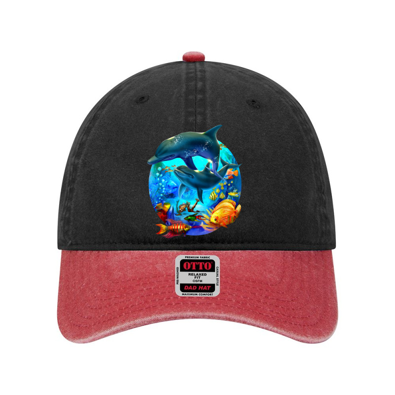 Dolphin Sea Life Save The Ocean Marine Biology Aquarium Dyed Cap | Artistshot