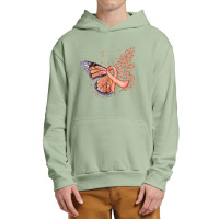 Peach Ribbon Endometrial Cancer Awareness Dripping Butterfly Urban Pullover Hoodie | Artistshot