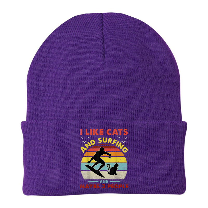 Surfing Cat, I Like Cats And Surfing And Maybe 3 People Dad Beanie by PhoebeHaggett | Artistshot