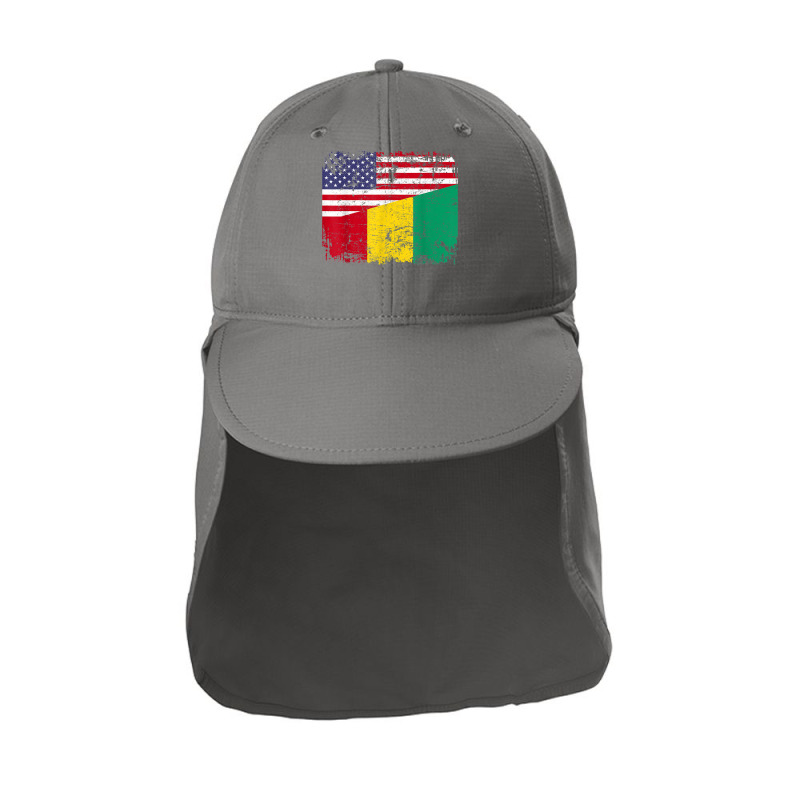 Guinean Roots  Half American Flag  Usa Guinea Flag T Shirt Sun Shade Cap | Artistshot